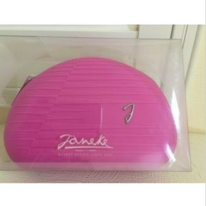 JANEKE Cosmetic Bag Makeup Travel Pouch Pink Water Repellent MADE IN ITALY New